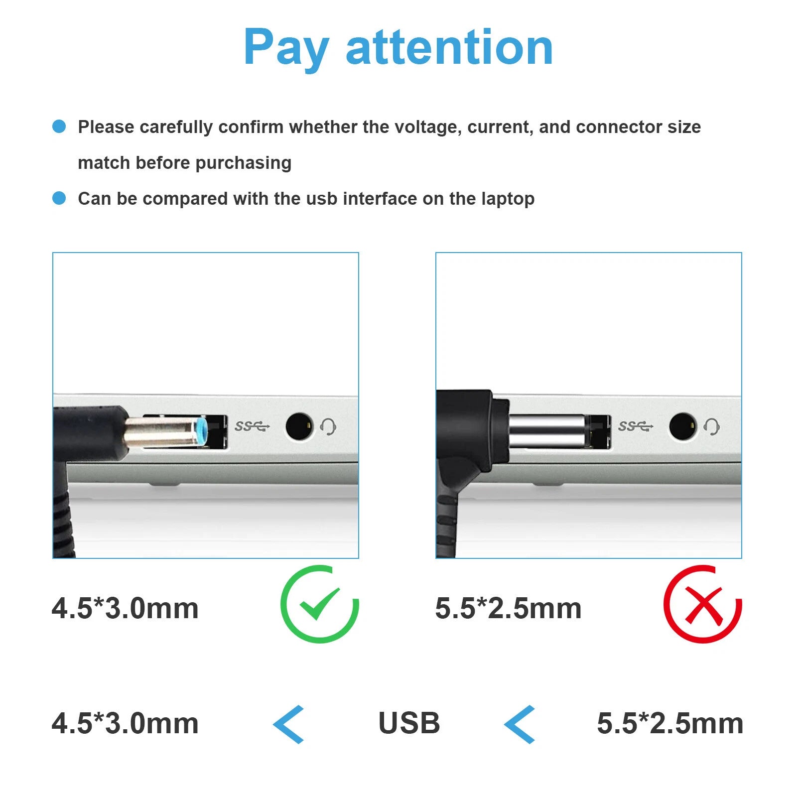 65W Laptop Charger for HP ProBook Charger G5 G6 G7 440 450 470 AC Power Adapter