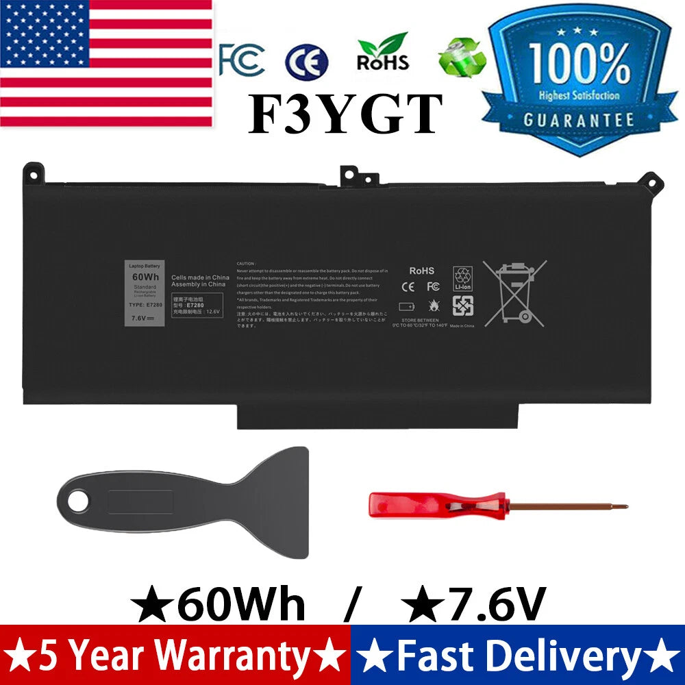 F3YGT Battery for Dell Latitude 12 13 14 Series E7280 E7290 E7380 E7390 E7480 US