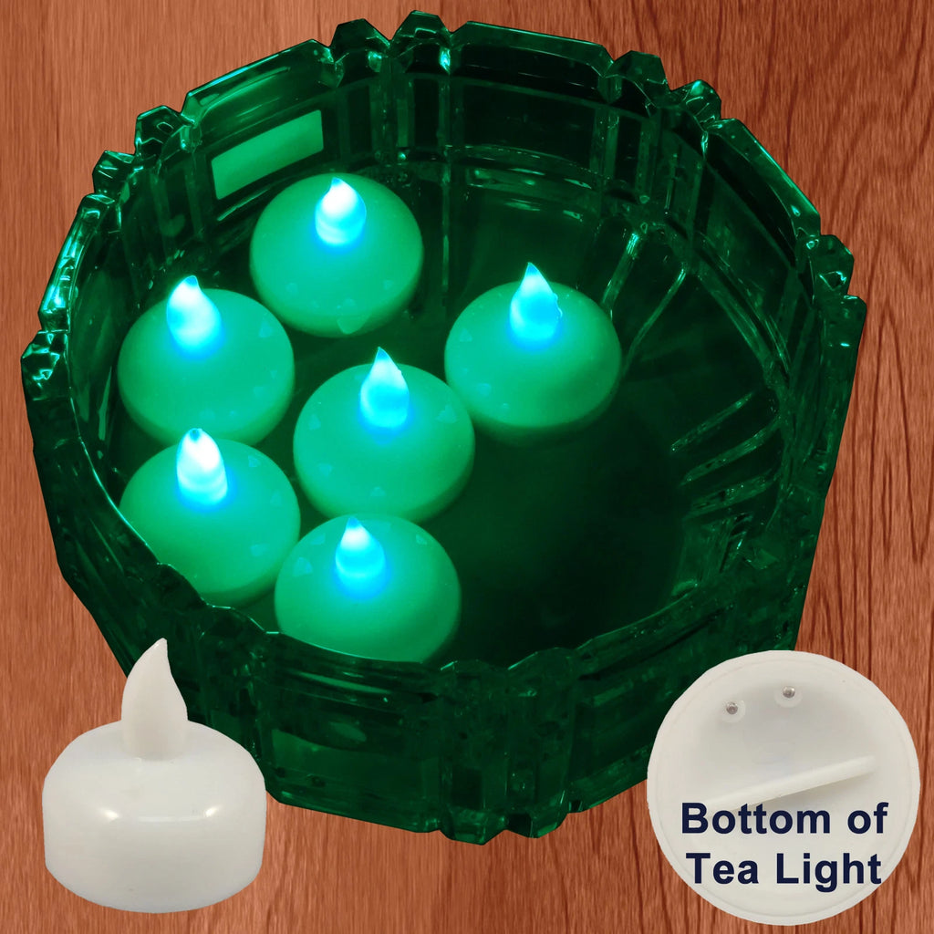 18 Flameless Floating LED tealight Candle Battery operated Green tea lights NEW