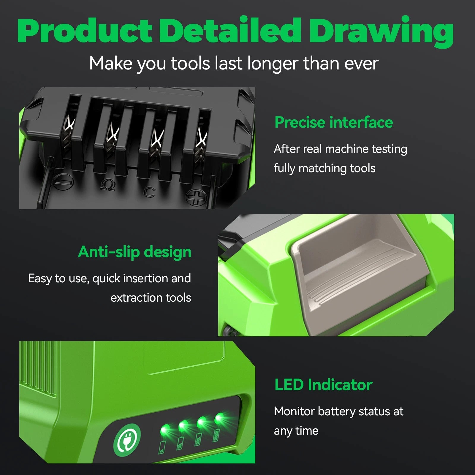 40V 7Ah For Greenworks 40 Volt G-MAX Lithium Battery 29472 29462 29252 20202