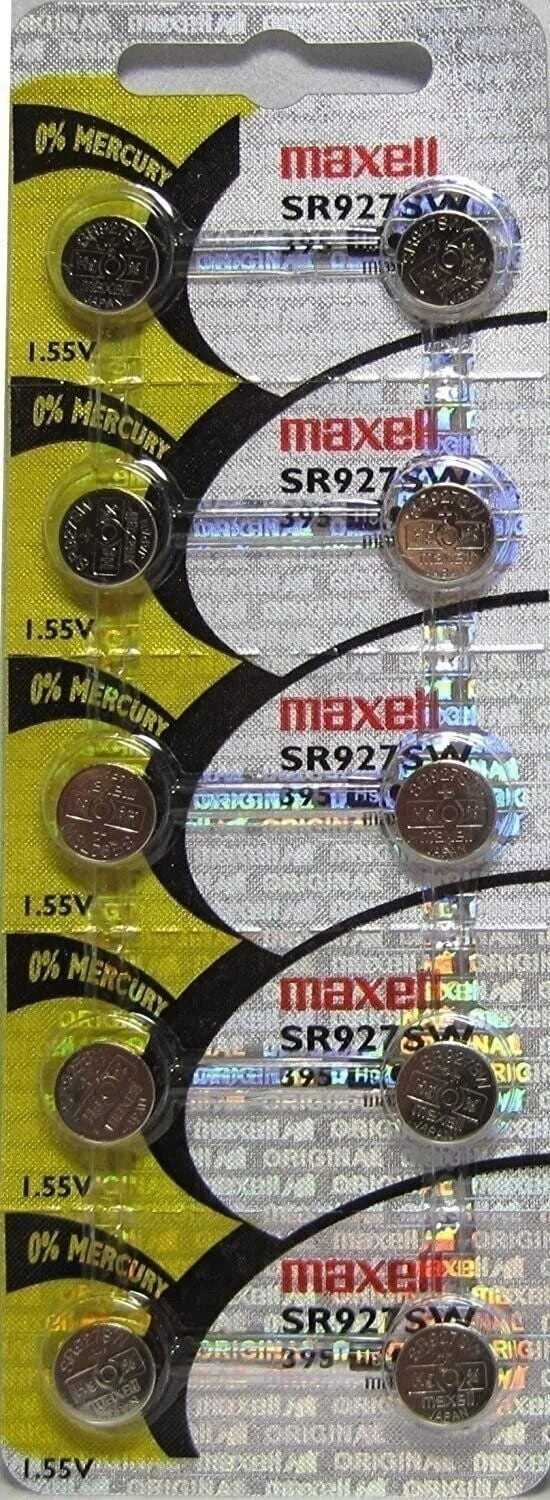 10 Maxell 395 SR927SW Silver Oxide Batteries Hologram