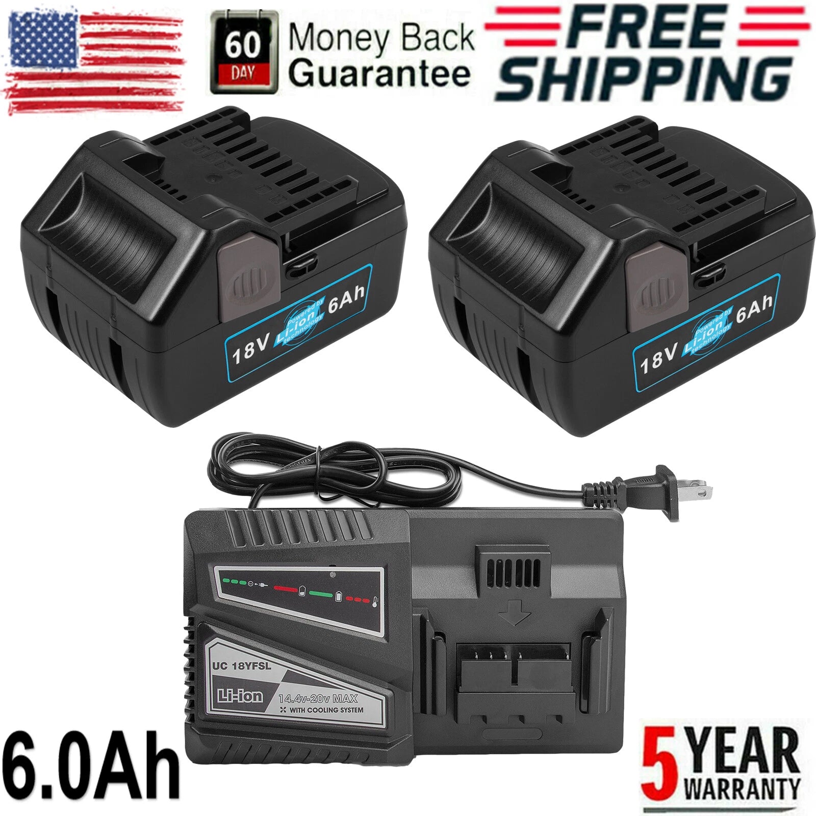 Battery / Charger For Hitachi BSL1815X 18V Volt HXP 6Ah BSL1850 BSL1825 BSL1830