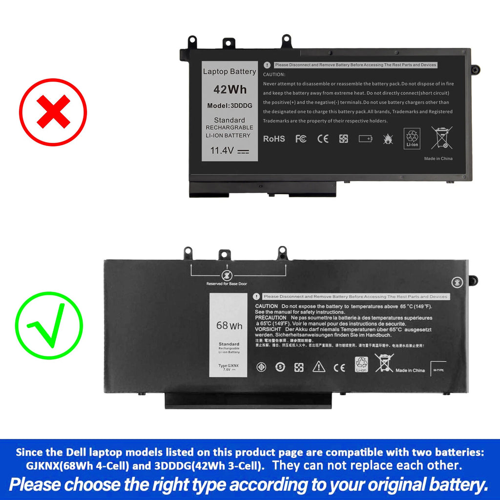68Wh GJKNX Battery/Charger for Dell Latitude 5480 5580 5280 5490 5491 5580 5590