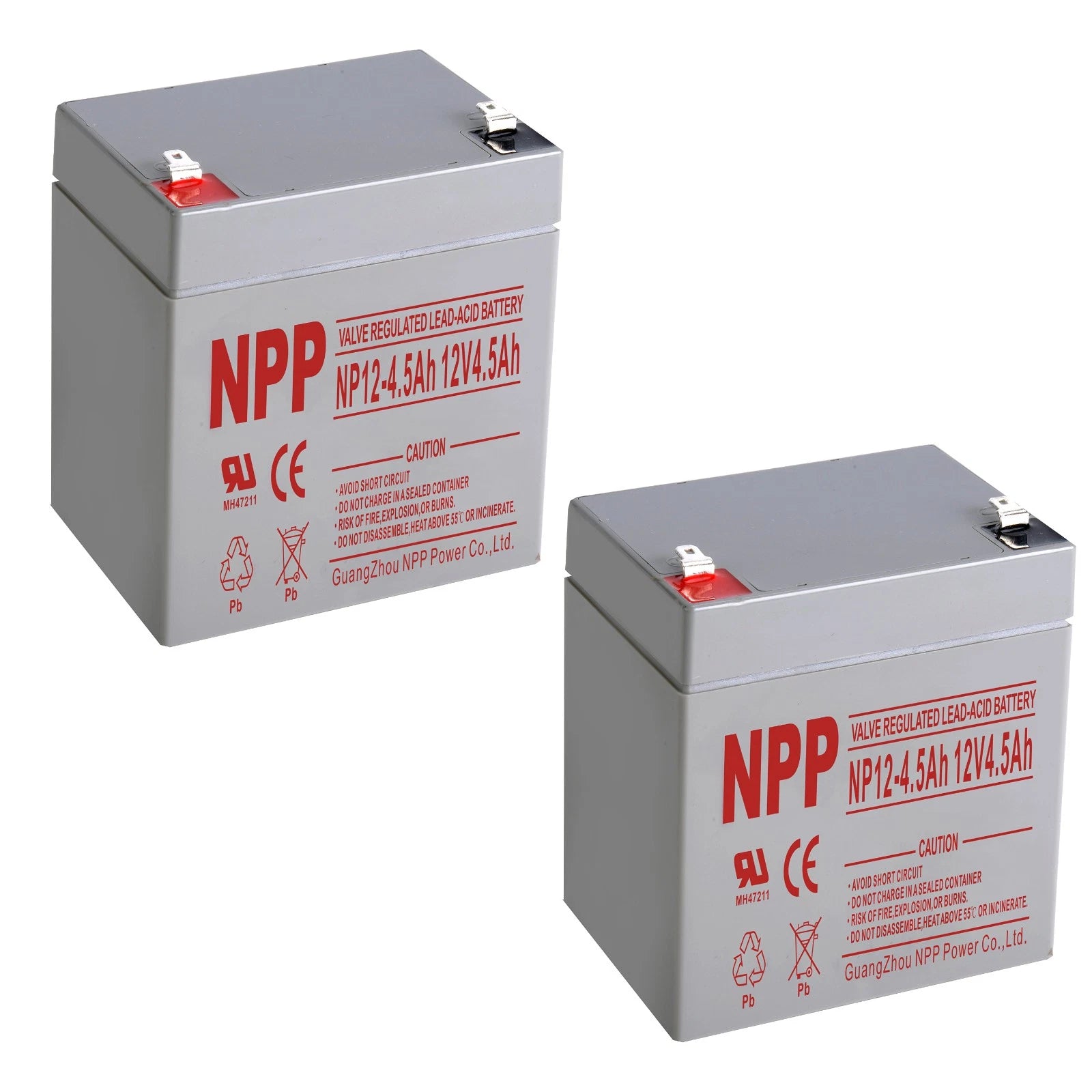 2PC NPP NP 12V 4.5Ah AGM VRLA Battery - Maintenance-Free