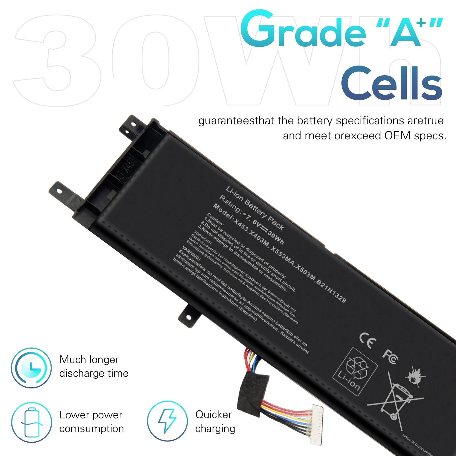 B21N1329 Battery for ASUS D553M F453MA F553M F553MA P553MA R515M X403MA X453 US