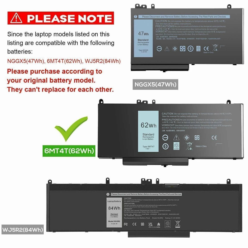 ?LOT 1/20 Battery 6MT4T For Dell Latitude E5470 E5570 15.6 inch 79VRK 7V69Y 62Wh