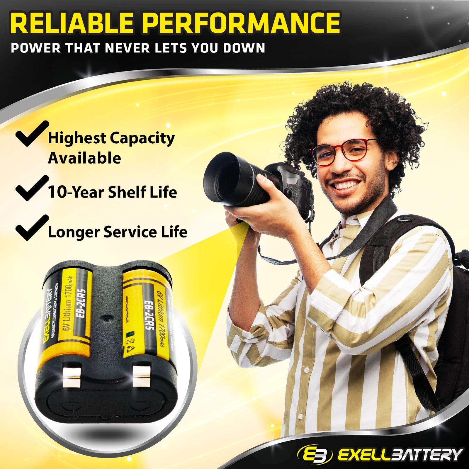 2x 6V 1700mAh 2CR5 Photo Lithium Battery Compatible With 2CR5M 2CR5 DL245 EL2CR5