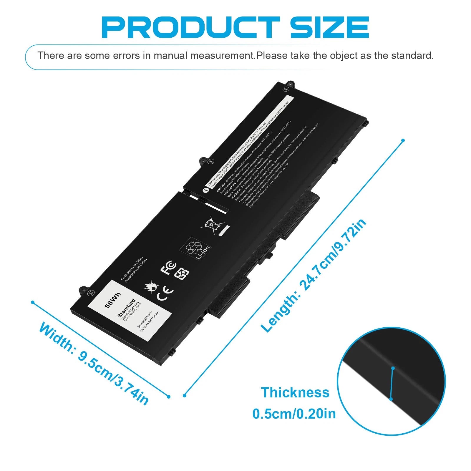 07KRV Battery for Dell Latitude 5430 5530 Precision 3570 Precision 3570 Y86WC