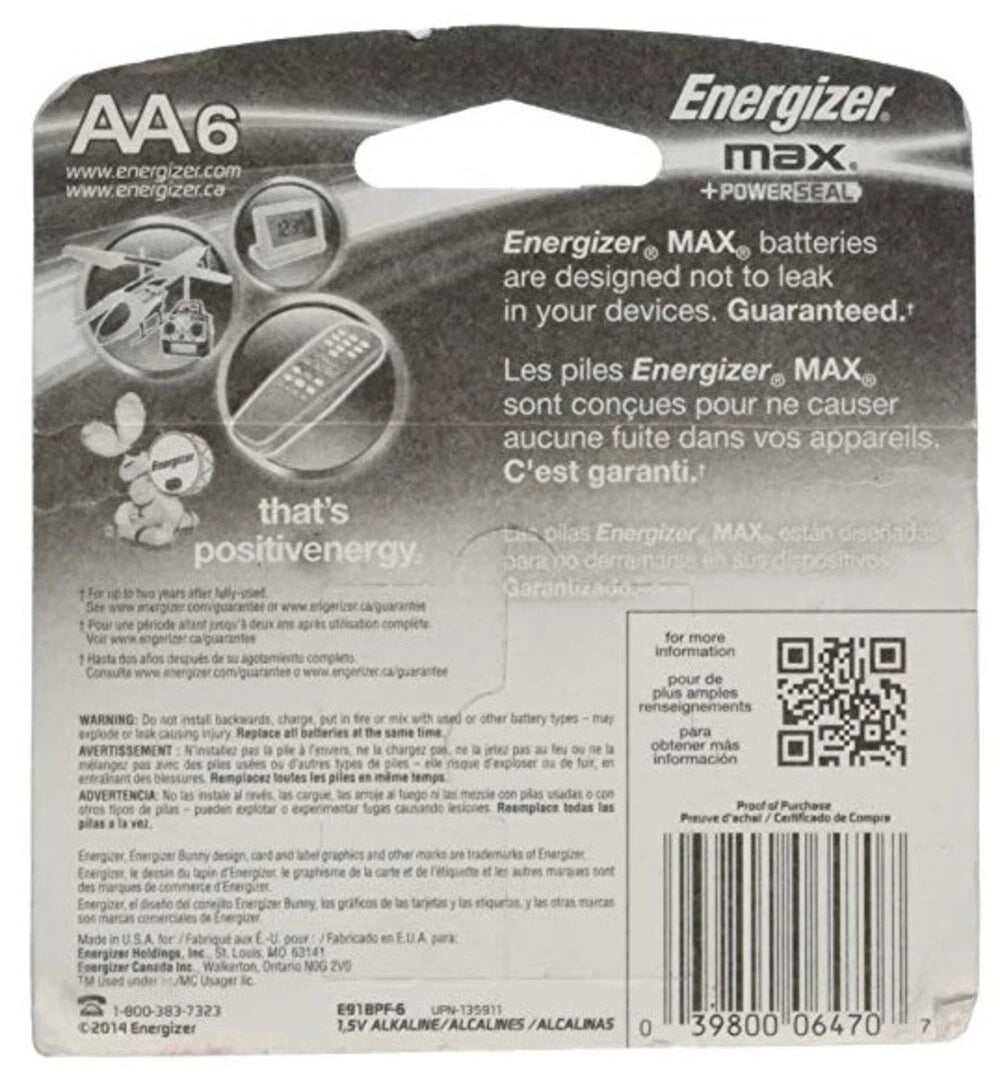 12 Energizer AA Max Alkaline Batteries 2027+Powerseal 1.5V Batteries On Card 2x6
