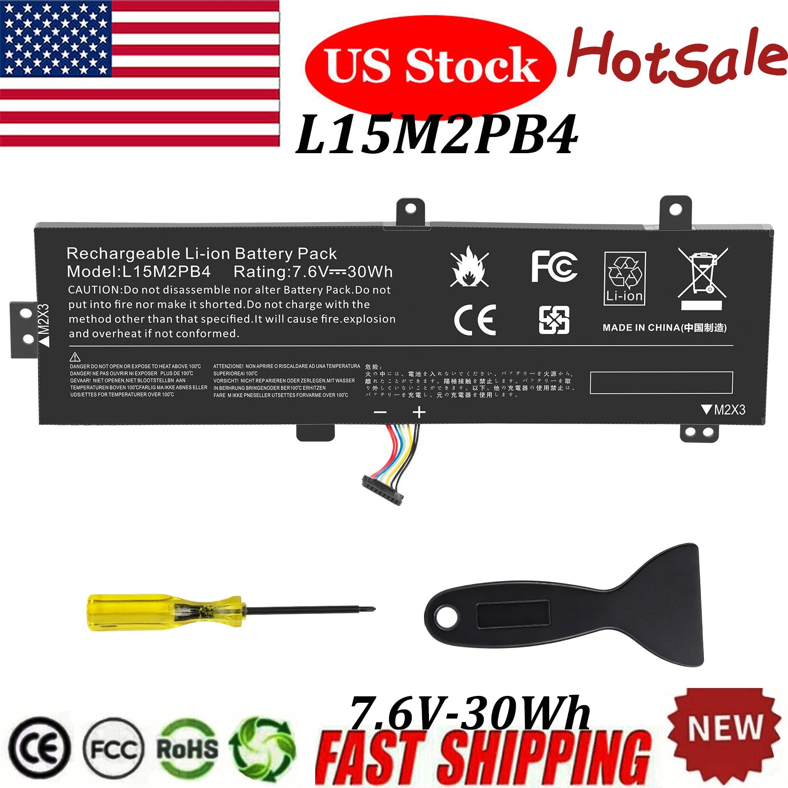 L15L2PB4 L15M2PB5 Battery for Lenovo IdeaPad 310-15ABR 15ISK 15IAP 15IKB 30WH