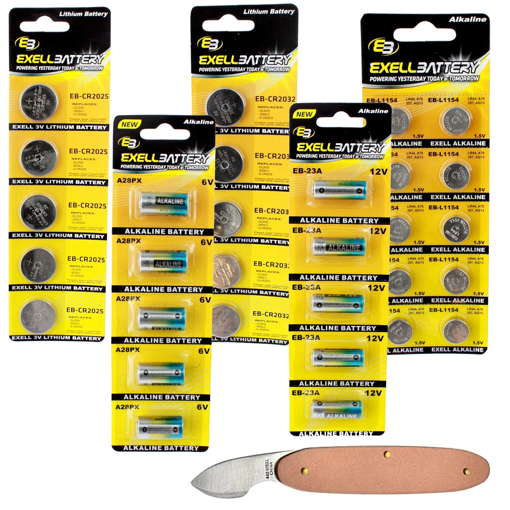 31pc Essential Battery Kit Includes A28PX A23 2032 2025 L1154 & Watch Opener