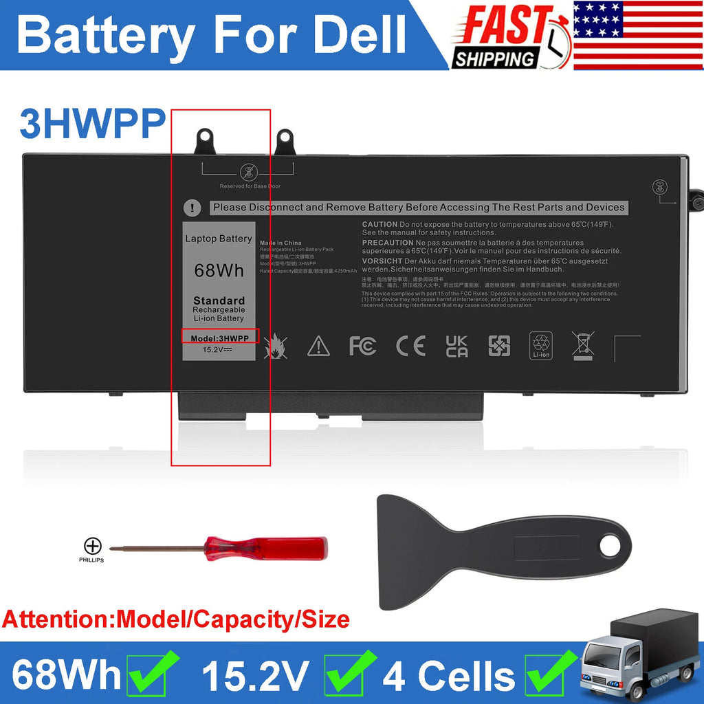 3HWPP Laptop Battery for Dell Latitude 5401 5410 5411 5501 Precision 3541 3551