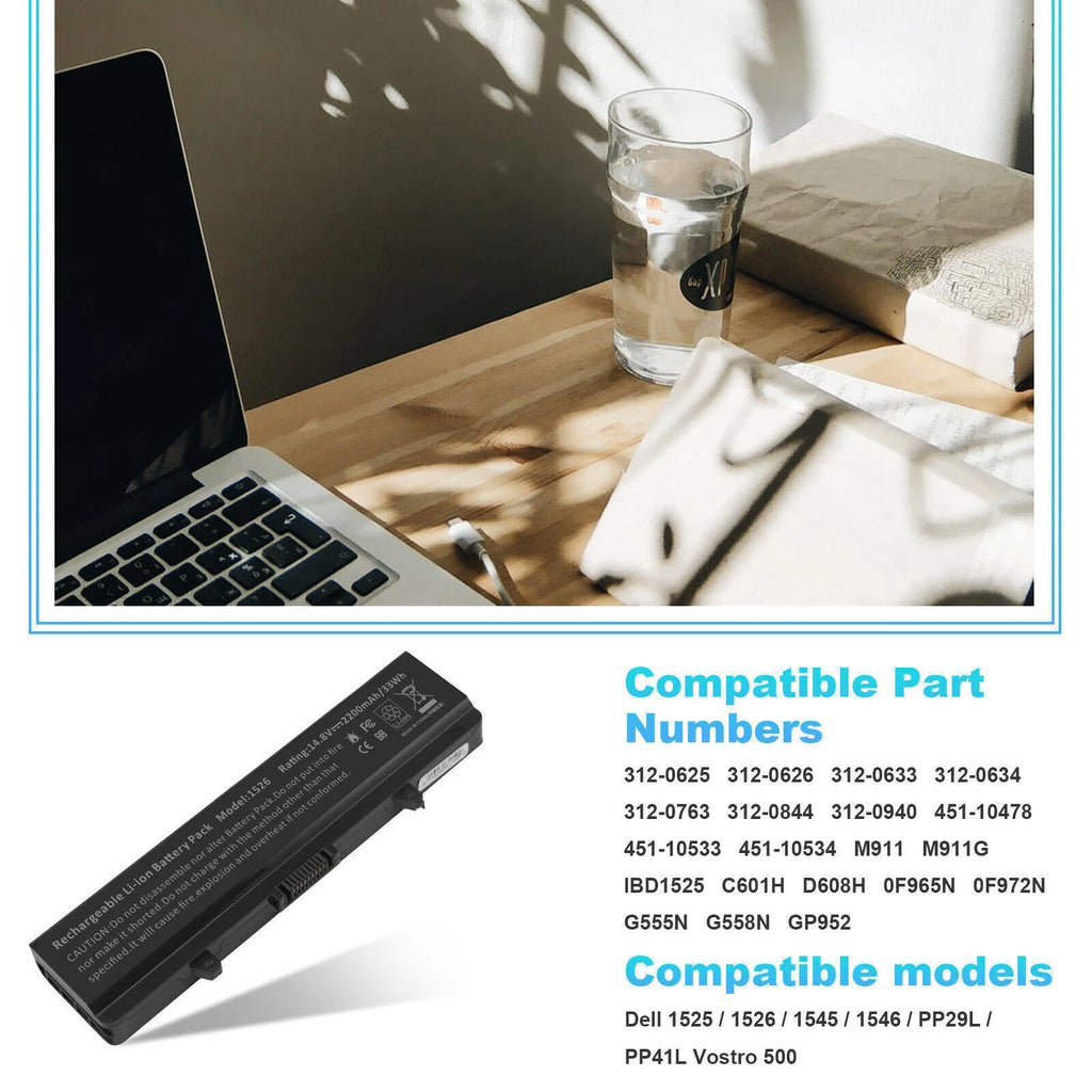 Battery for Dell inspiron 1545 1525 1526 1546 X284G 1440 VOSTRO 500 V500 5200mAH