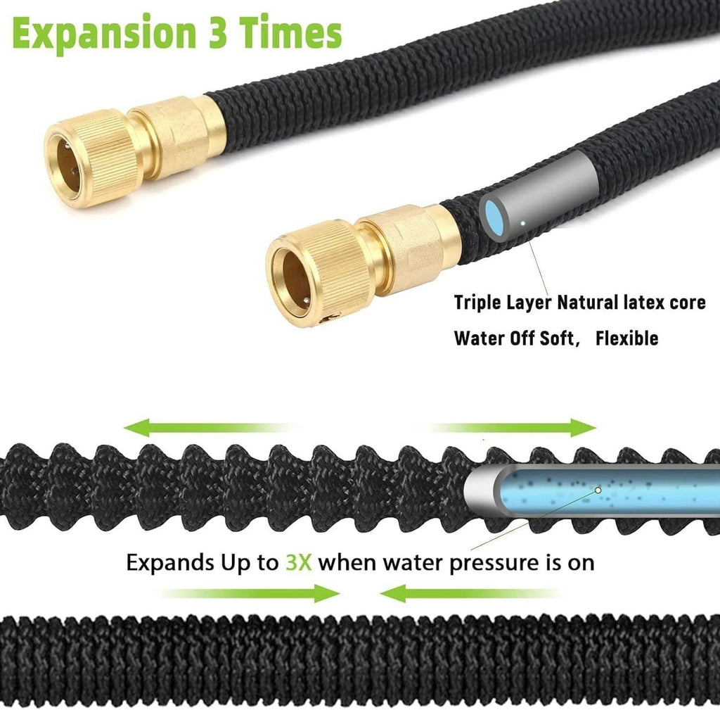25-150FT LIGHTWEIGHT NO-KINK WATER HOSE, FLEXIBLE UPGRADED LEAKPROOF WATER HOSE