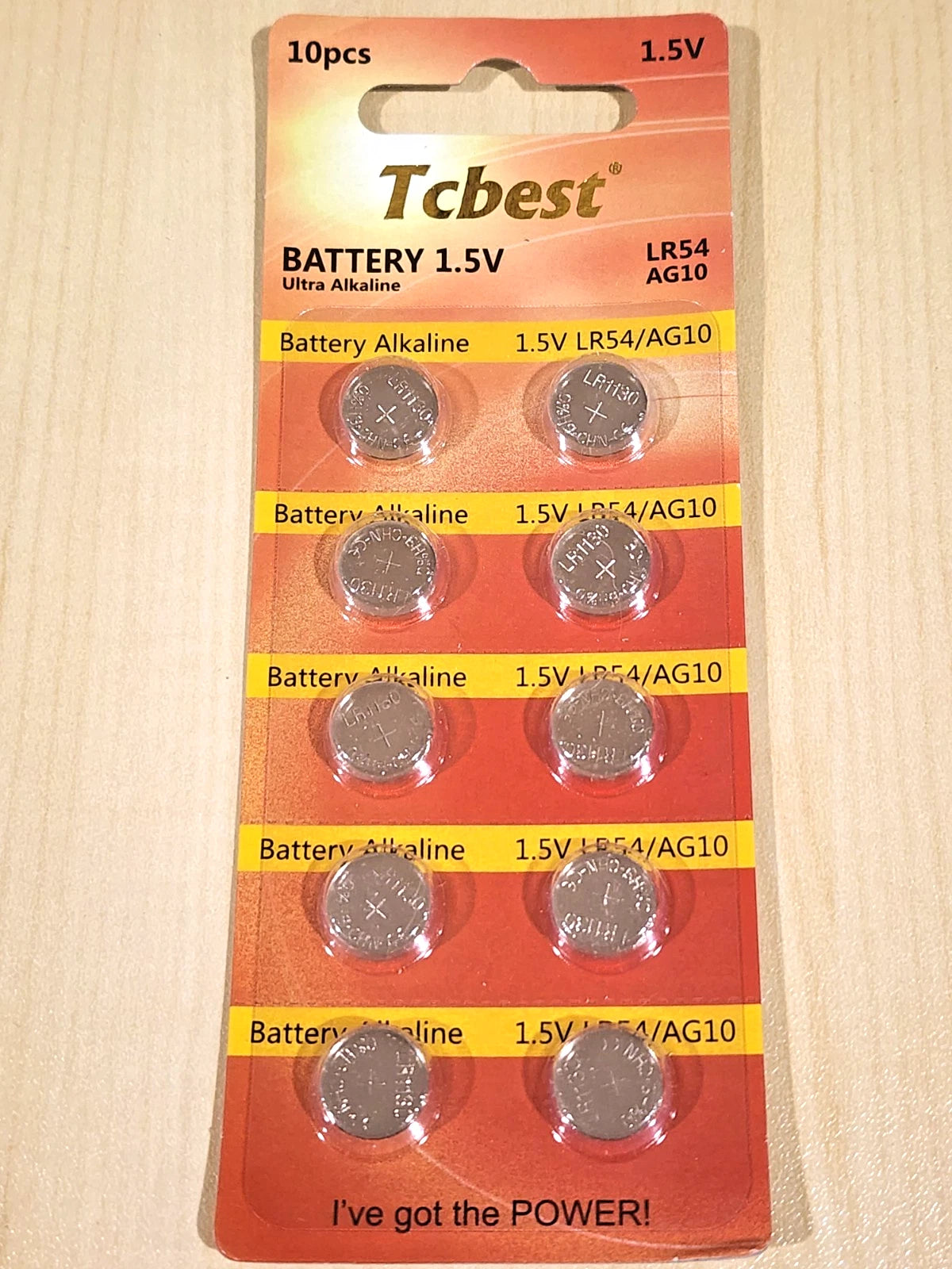10 pc Tcbest Alkaline battery LR54 AG10 L1131F LR1130 exp.12/2031