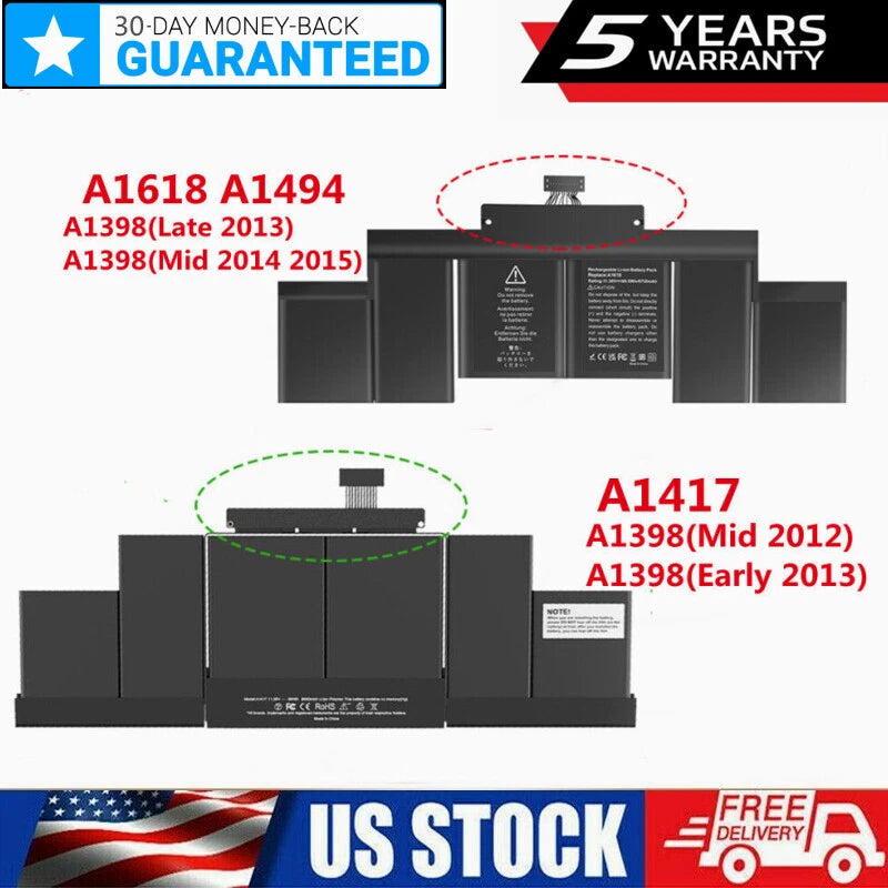 A1494 A1417 A1618 Battery For Apple MacBook 15" Retina A1398 2012 2013 2014 2015