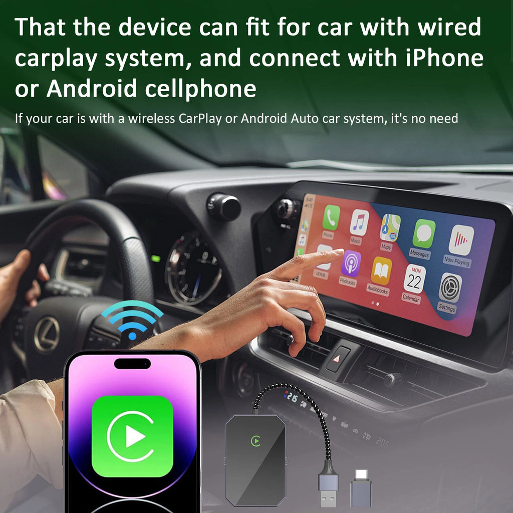 2in1 Wireless Apple CarPlay & Android Auto Adapter USB Plug&Play Fast Connection