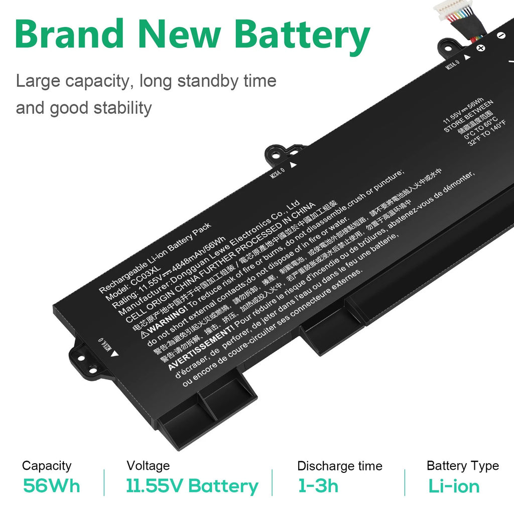 ?LOT CC03XL BATTERY FOR HP ELITEBOOK 850 G7 G8,855 G7 G8 L77991-005 56WH-3 Holes