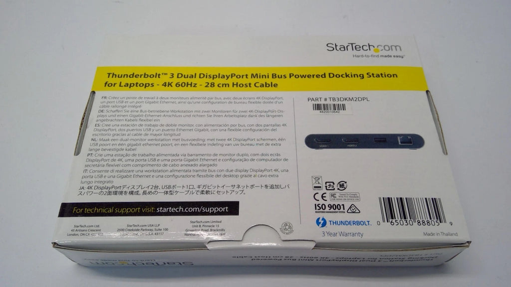 StarTech TB3DKM2DPL Thunderbolt 3 Dual DisplayPort Mini Bus Docking Station