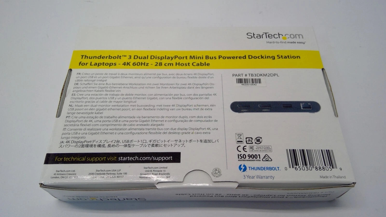StarTech TB3DKM2DPL Thunderbolt 3 Dual DisplayPort Mini Bus Docking Station