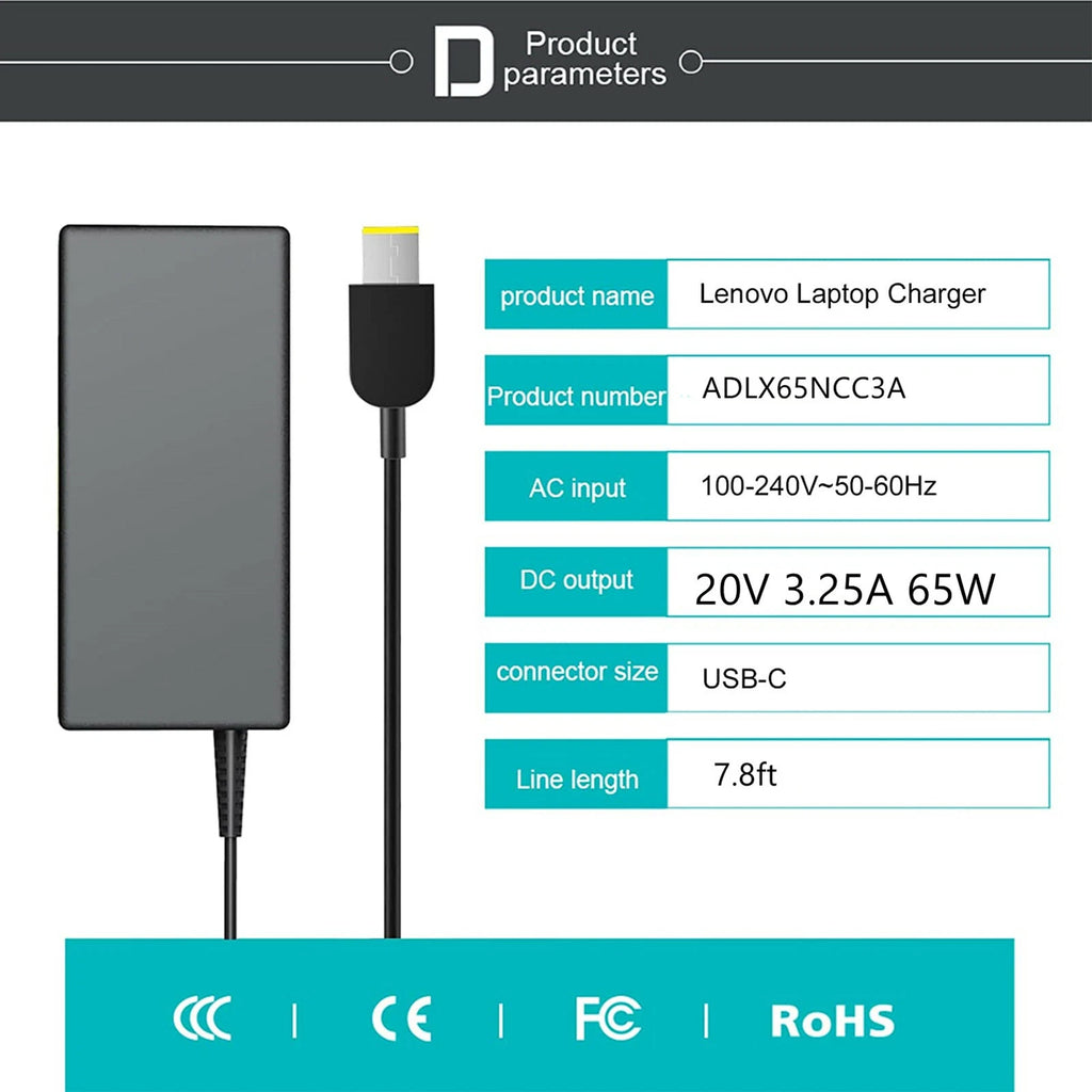Power Supply For Lenovo Thinkpad T470 ADLX65NCC3A ADLX65NCC2A AC Adapter 20V 65W