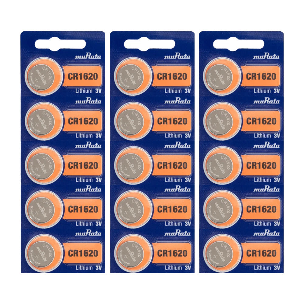 Murata CR1620 Battery 3V Lithium Coin Cell - (15 Batteries)