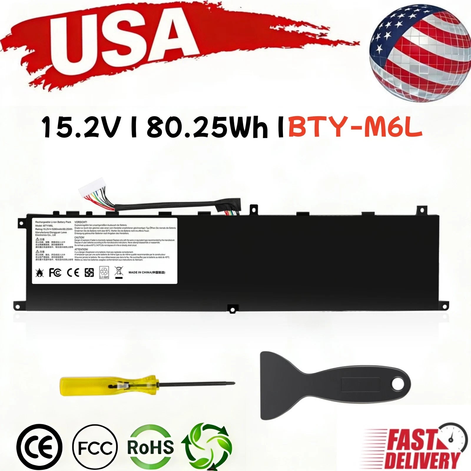 BTY-M6L Battery for MSI GS65 GS75 Stealth Thin8SE 8SF 8SG 9SD 9SE 9SG Modern 8RC