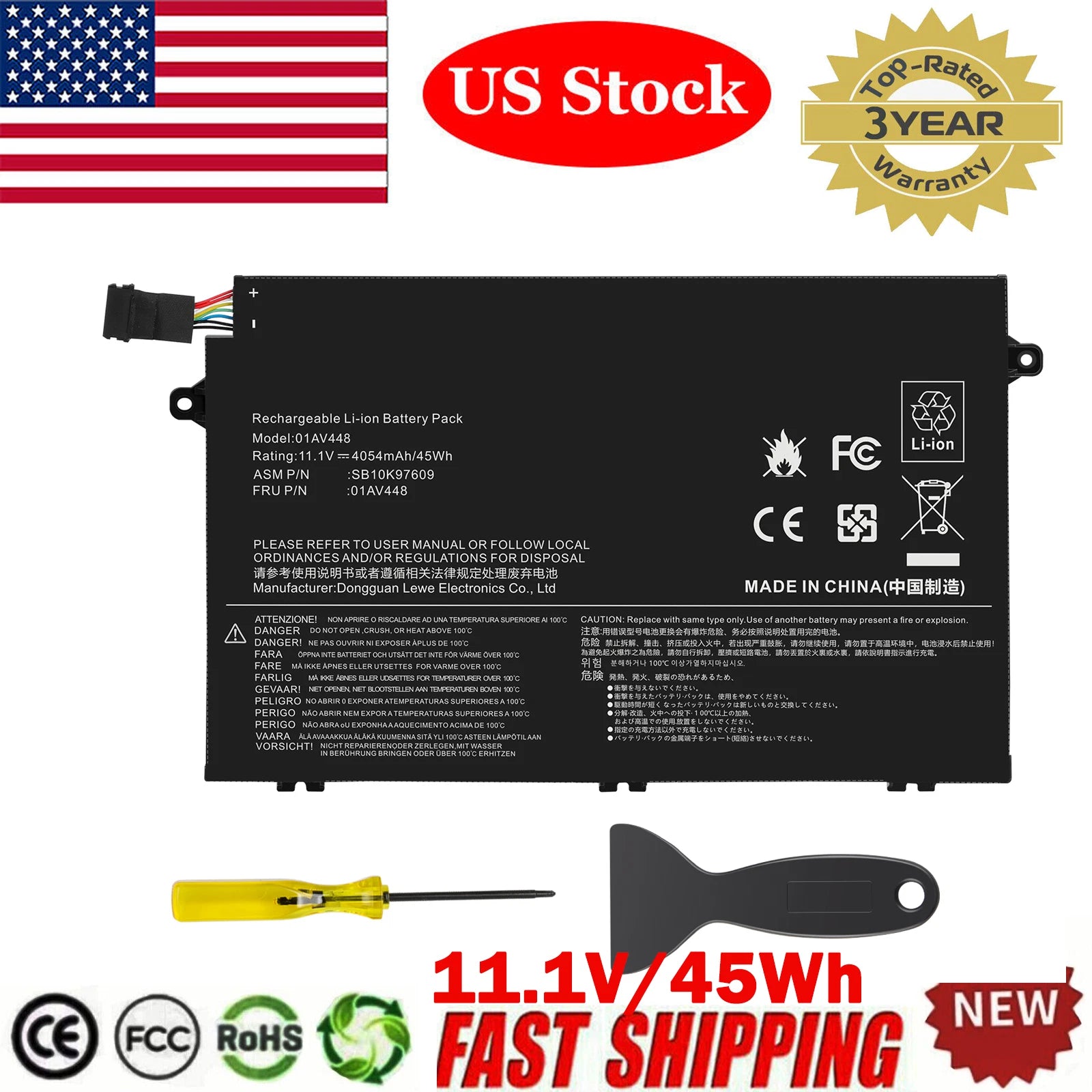 L17L3P51 L17C3P51 Battery For Lenovo ThinkPad E480 E490 E590 E580 E595 Series US