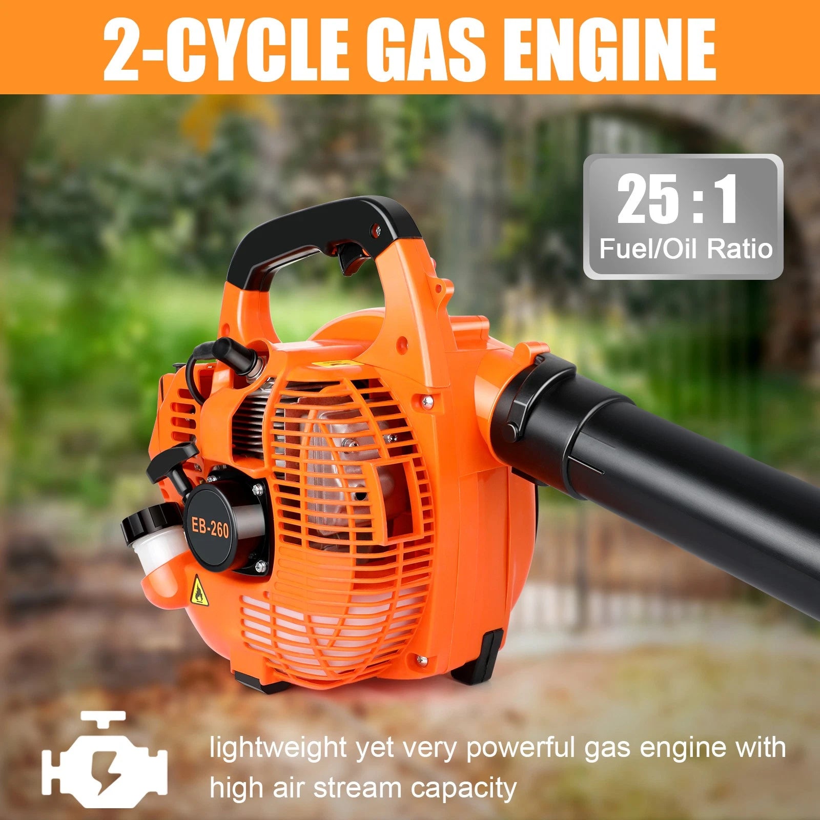 26CC Engine Leaf Blower 2-Stroke Gas Powered Blower Easy to start 400CFM