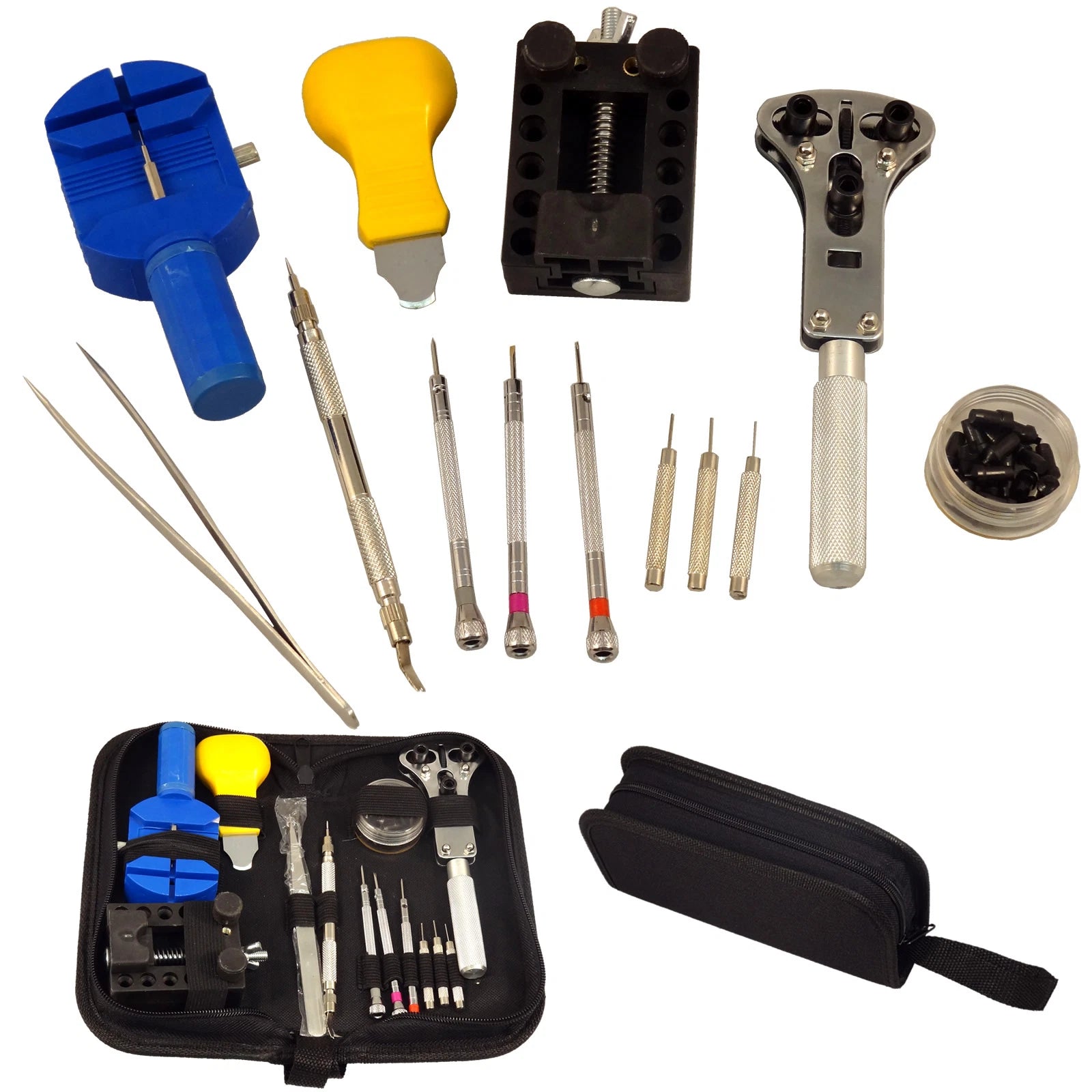 13 pc Watch Repair Tool Kit Zip Case Battery Opener Link Pin Remover Screwdriver