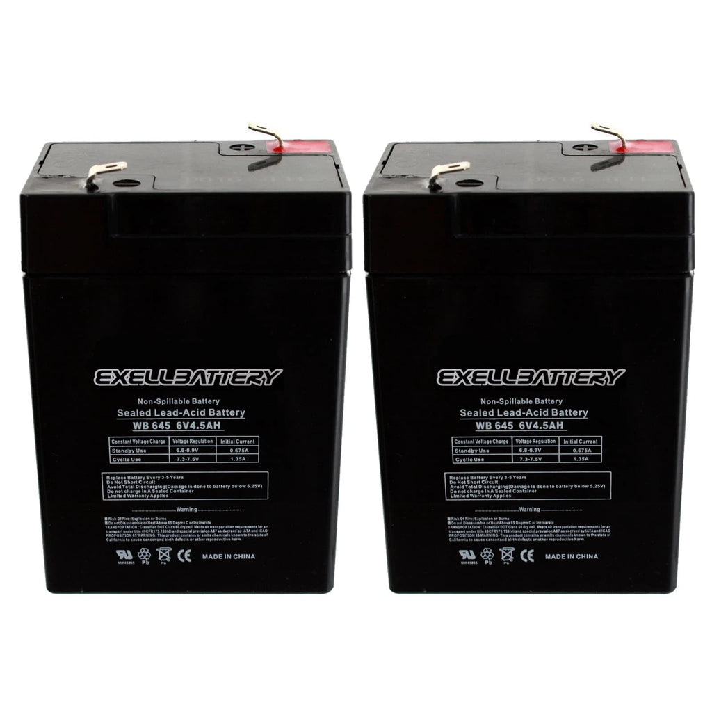 NEW 2pc Exell 6V 4.5Ah SLA Battery WB645 For UB645, D5733, NP4.5-6