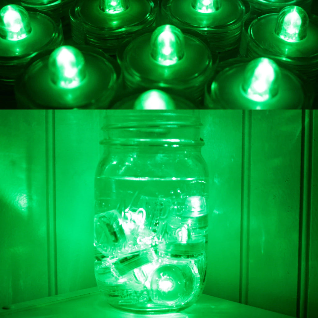 Submersible Waterproof Battery LED Tea Light ~ Wedding Decoration~Green~ 24 Pack