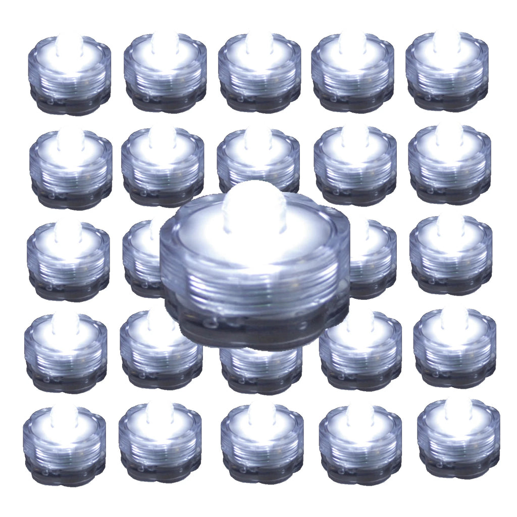 Submersible Waterproof Battery LED Tea Light ~ Wedding Decoration~WHITE~ 24 Pack