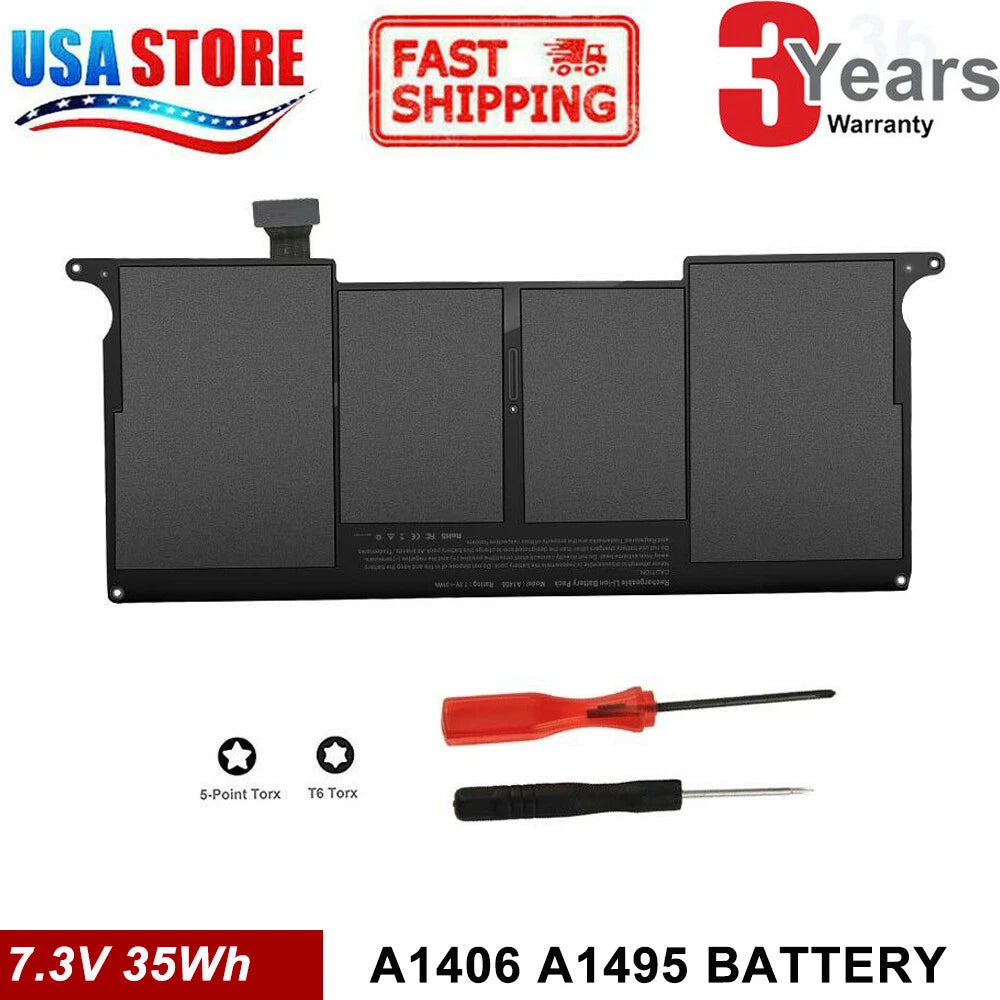 A1370 A1465 for MacBook Air 11" Mid 2011 to 2015 Battery 4800mAh A1406 A1495