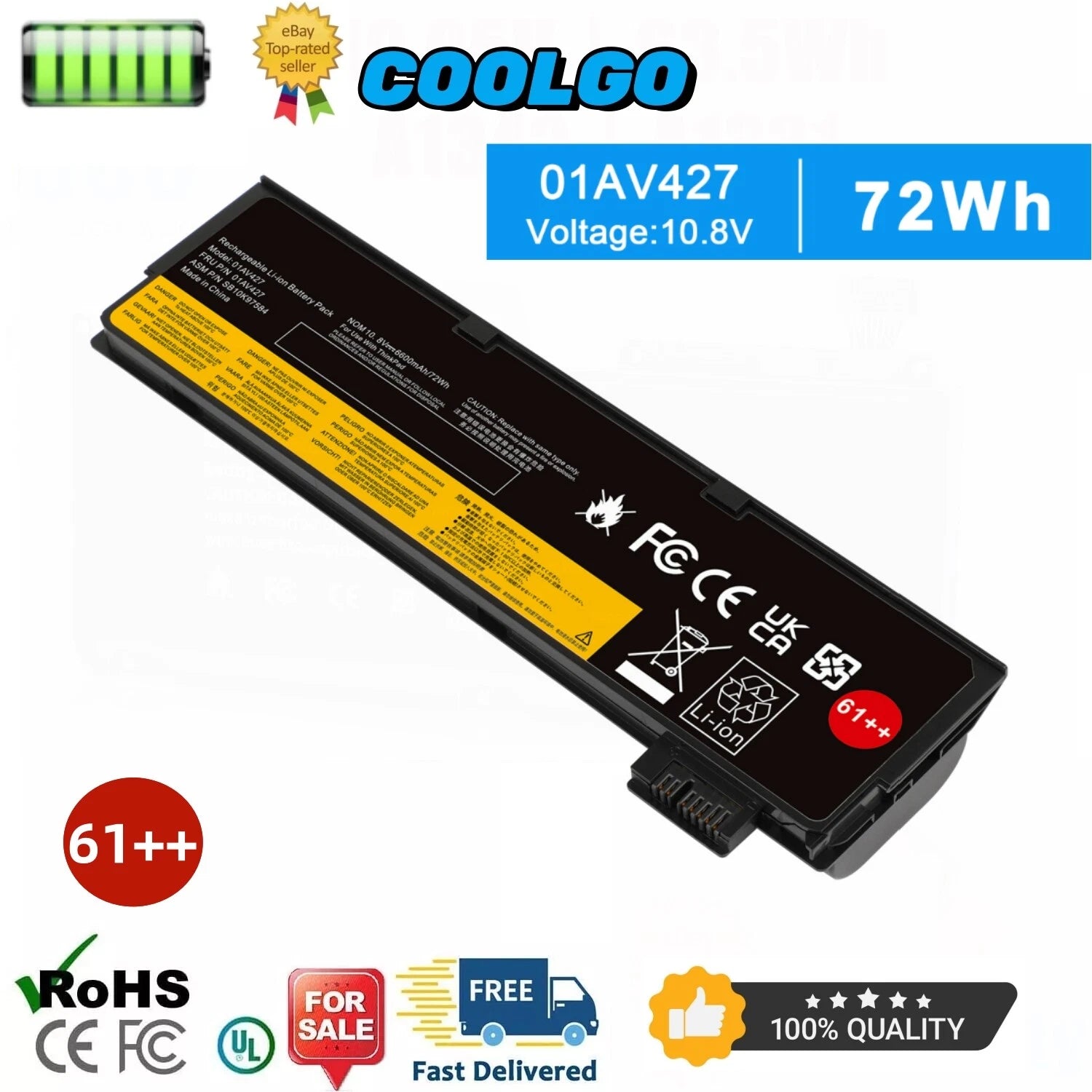 Lot 10 61++ 01AV422 01AV423 Battery for Lenovo Thinkpad T470 T480 T570 P51s P52s