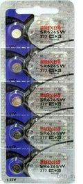 5 Maxell 377 (SR626SW) Silver Oxide Batteries 1.55 Volt Made In Japan