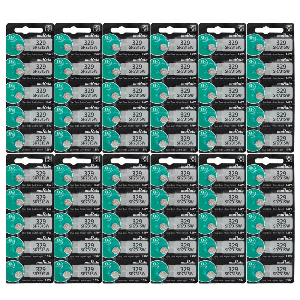 Murata #329 SR731SW 1.55V Silver Oxide Watch Battery 60 Pack