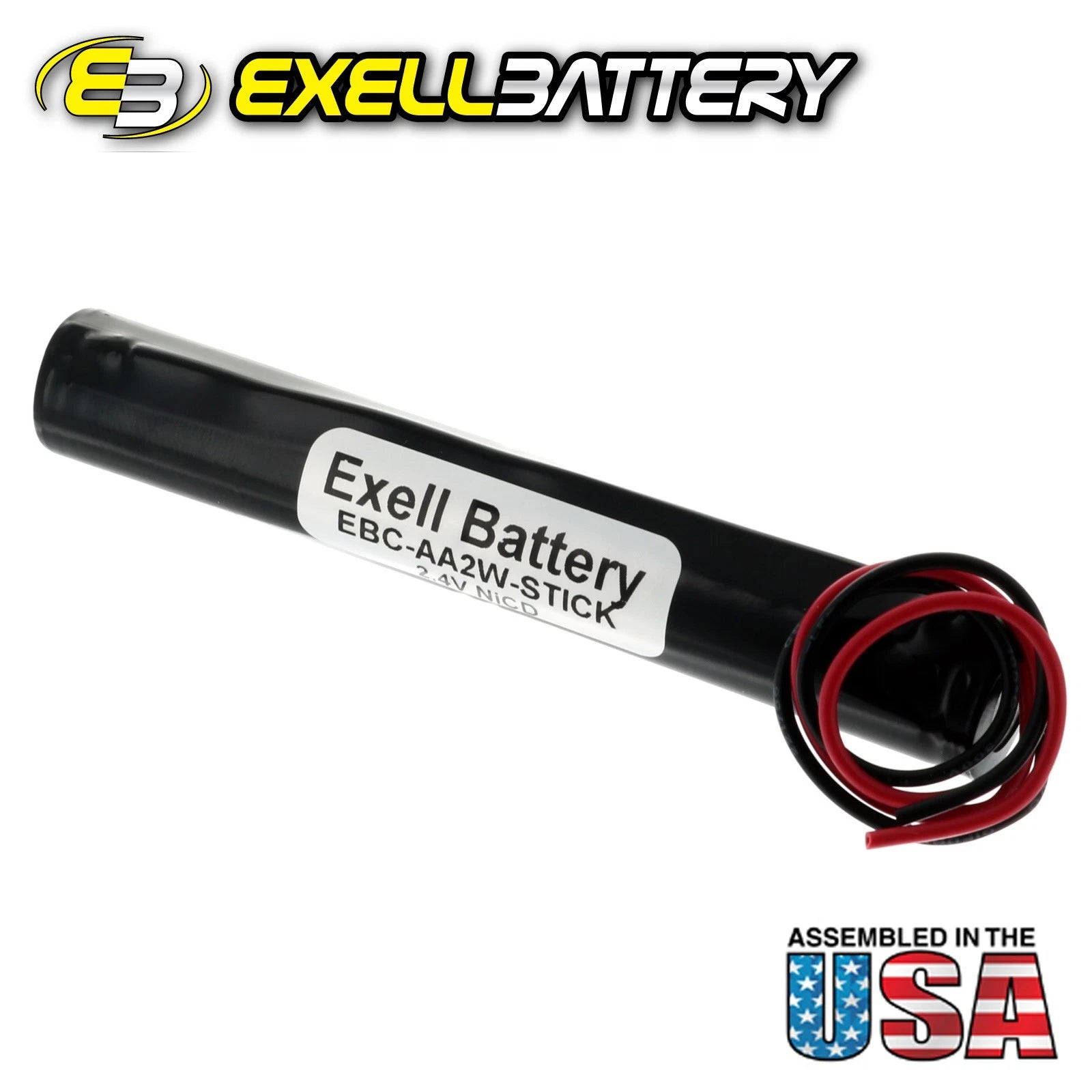 Exell 2.4V 1000mAh NiCd Battery Pack w/ Wire Leads Solar Exit Emergency Lighting