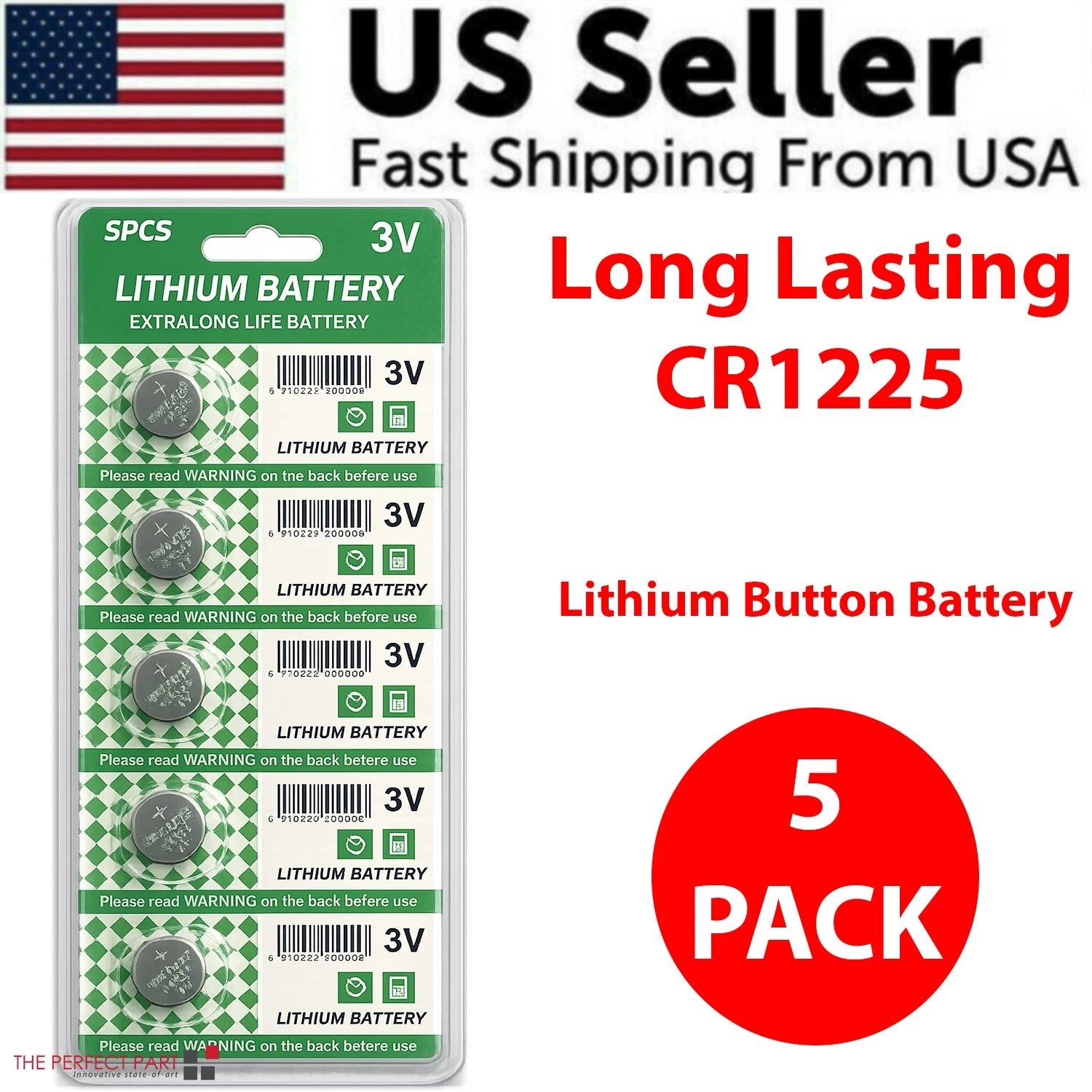 5 PCS New Lithium Battery 3V CR1225 /CR 1225 Button Cell Watch EXTRA LONG LIFE