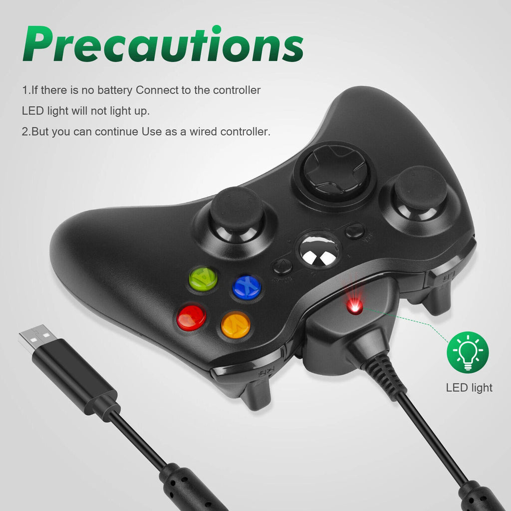 2 Pack Rechargeable 4800mAh Battery Pack For Xbox 360 Wireless Controller Black