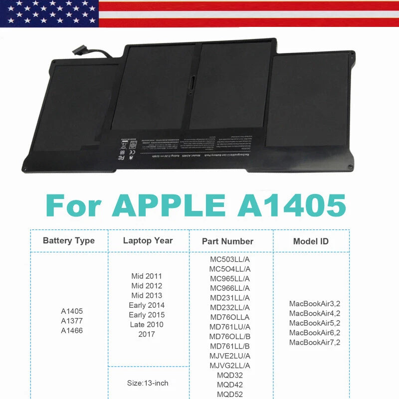 A1405 Battery For Macbook Air 13" A1496 A1466 Mid 2012-2013 Early 2014 2015