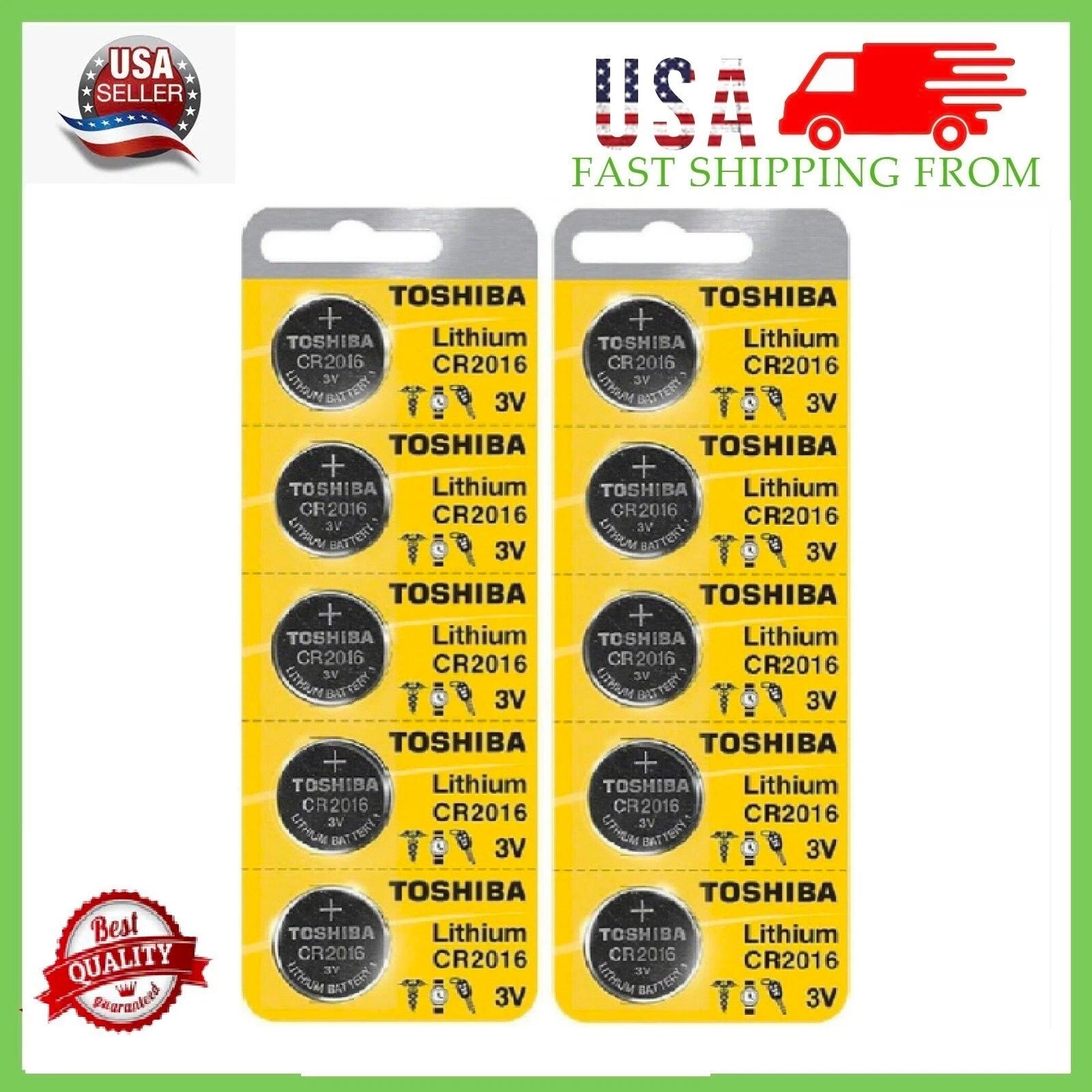 10 x New Original Toshiba CR2016 CR 2016 3V LITHIUM BATTERY BR2016 DL2016
