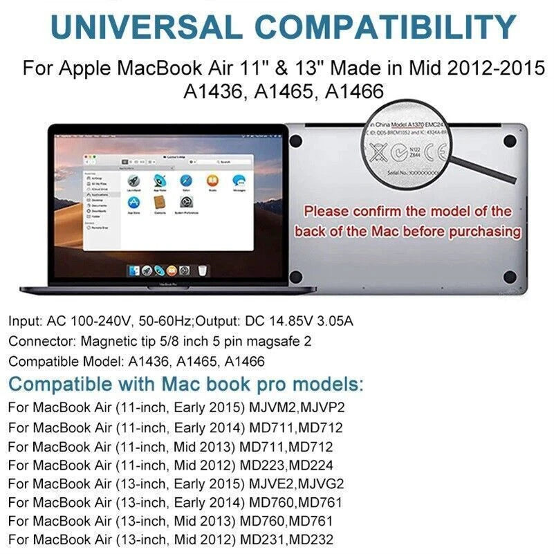 Mac Book Pro 45W Charger 45W T-Tip Power Adapter for Mac Book Air 11'' & 13''
