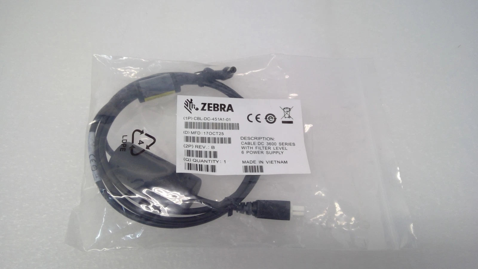 NEW Zebra CBL-DC-451A1-01 DC 3600 Series with Filter Level 6 Power Supply
