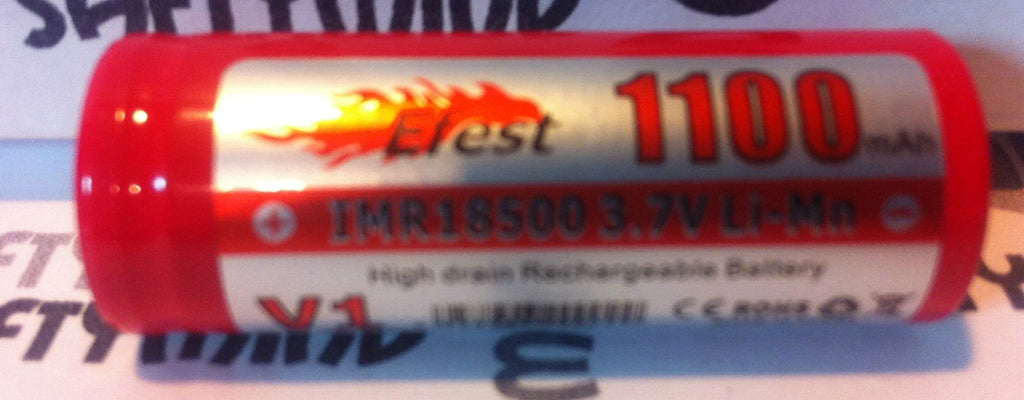 Brand New IMR 18500 1100mAh 3.7V Rechargeable LiMn High Drain Battery-Flat