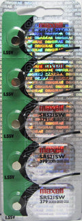 5 Maxell 379 (SR521SW) Silver Oxide Batteries 1.55 Volt