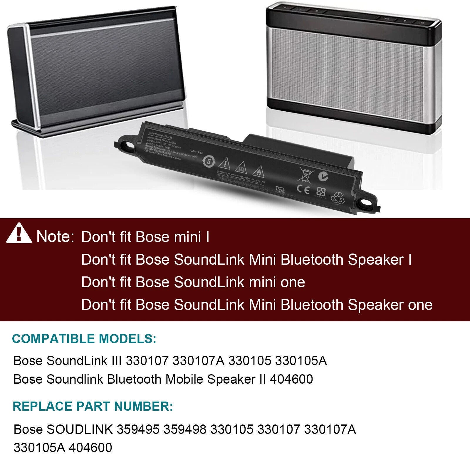 26Wh Laptop Battery for Bose SoundLink II III 359495 330107 414255 330105 35949