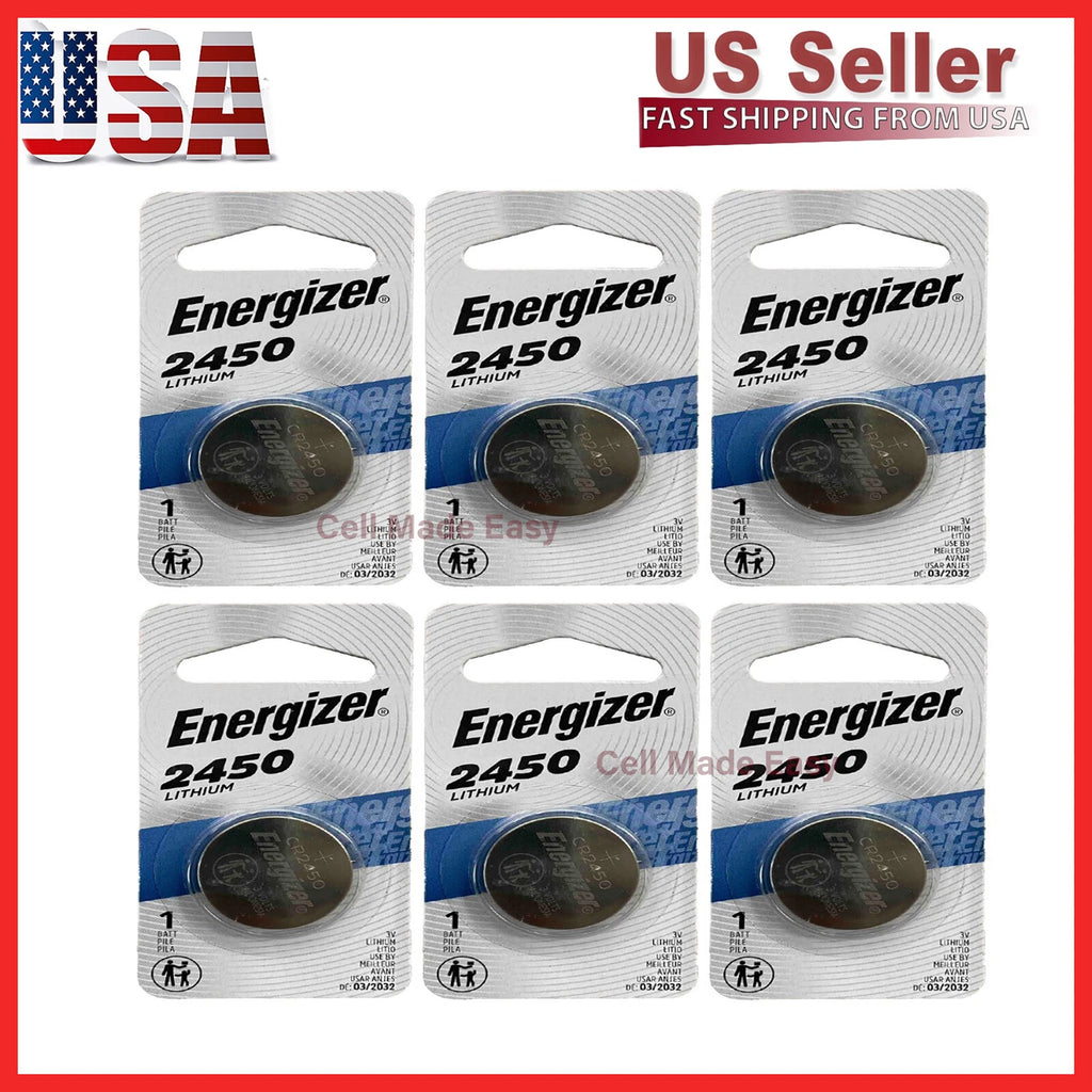 6 Pack New Fresh Energizer ECR2450 CR2450 BR2450 Lithium 3V Battery Exp 03/2032