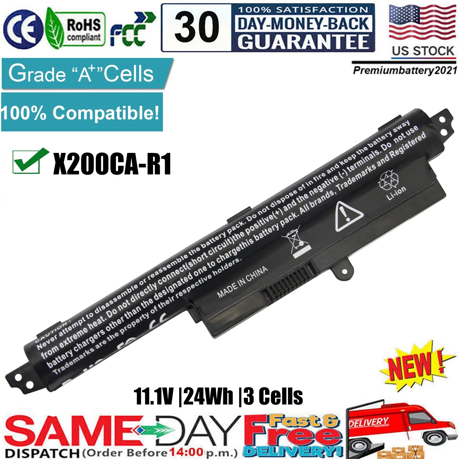 A31N1302 Laptop Battery for Asus Vivobook X200CA X200M X200MA F200CA 11.6" Serie