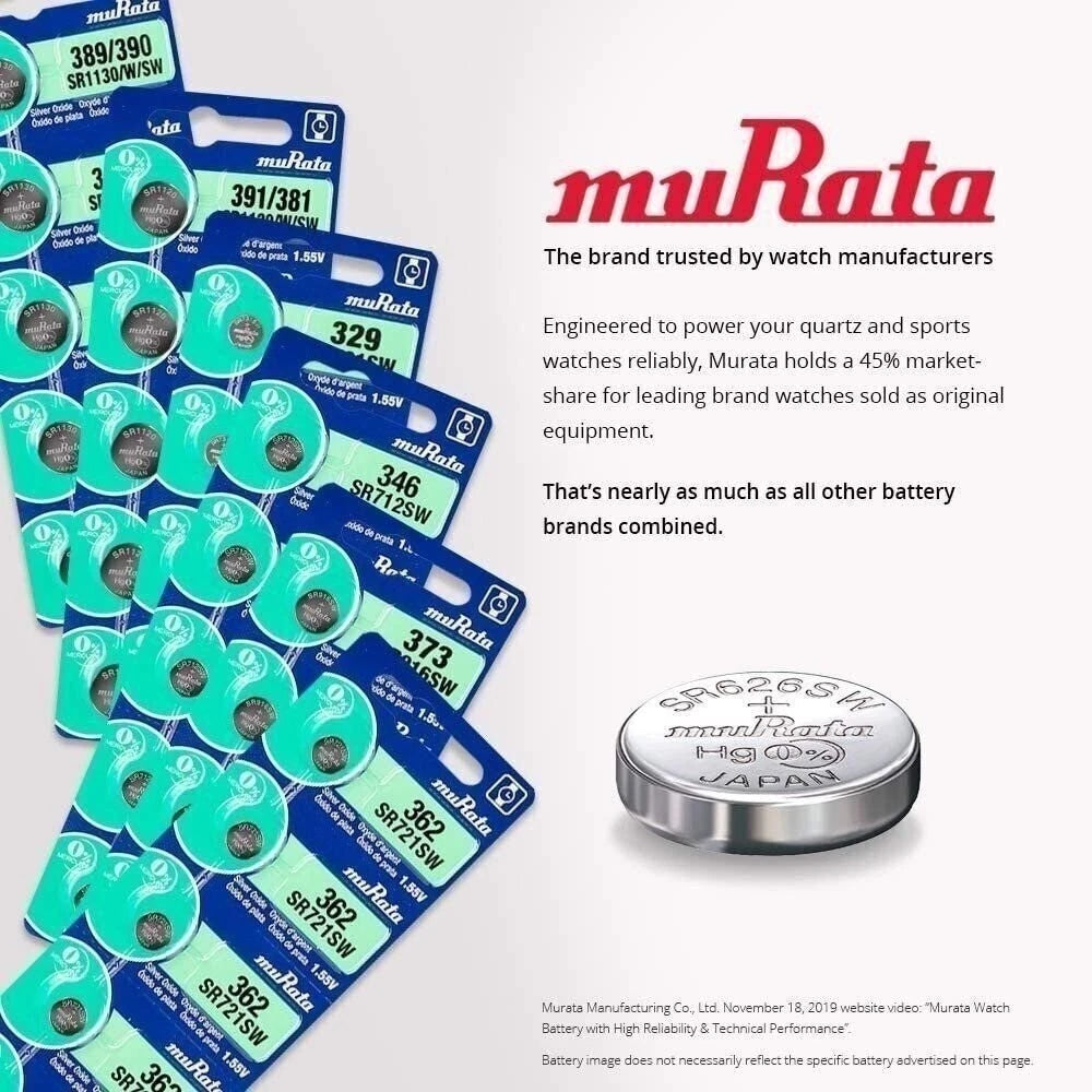 Murata 364 SR621SW Battery 1.55V Silver Oxide Watch Button Cell Contractor...
